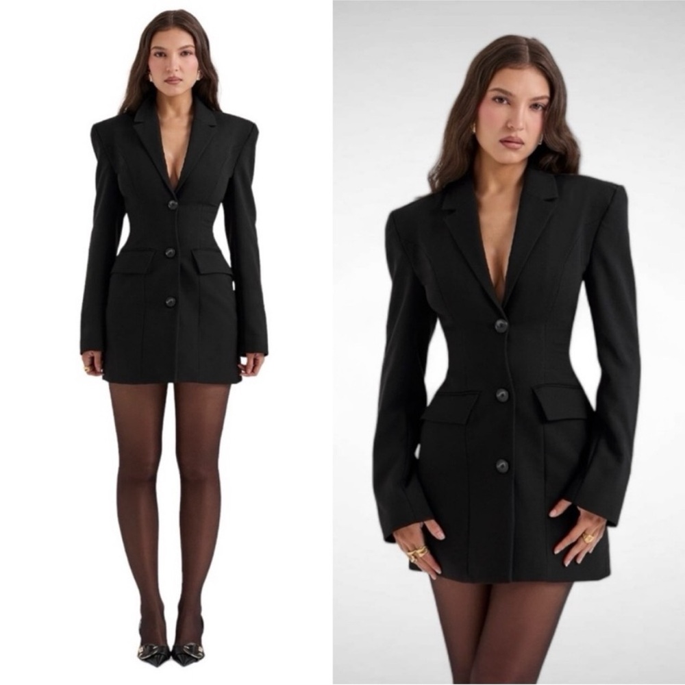 House of cb XS Tall Amia‎ Black Blazer Mini dress black